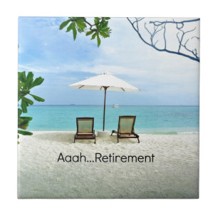 Aaah...retirement, relaxing beach scene tile
