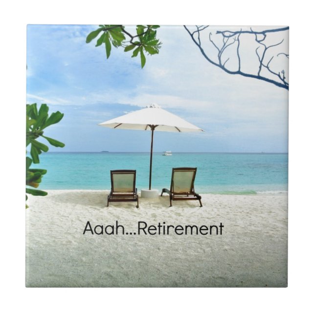 Aaah...retirement, relaxing beach scene tile (Front)