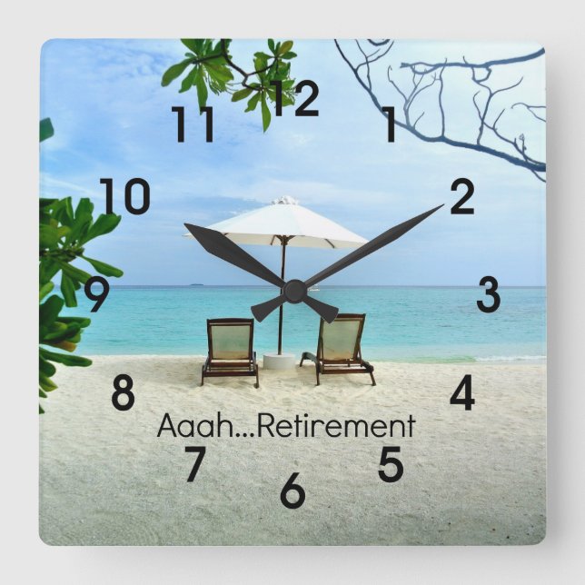 Aaah...Retirement Square Wall Clock (Front)