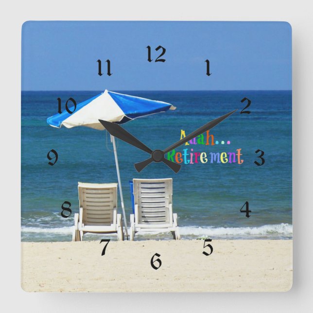 Aaah...retirement Square Wall Clock (Front)