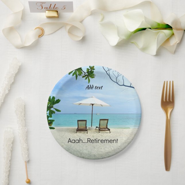 Aaah retirement template, personalize, paper plate (Wedding)