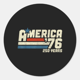 AAAmerica Retro 250 Years 250th Anniversary USA Classic Round Sticker