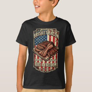 Aaamerican Bbq Brisket Bacon Ribs Dom Smokehouse T-Shirt