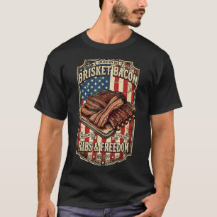 Aaamerican Bbq Brisket Bacon Ribs Dom Smokehouse T-Shirt