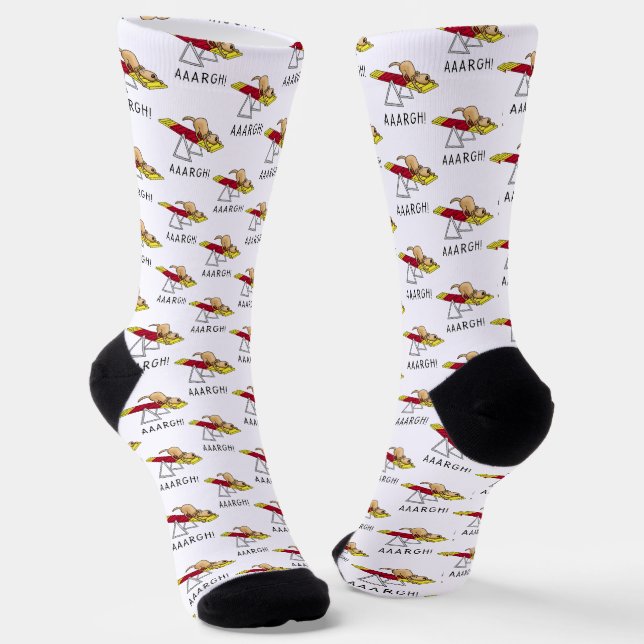 AAARGH! Funny scared nervous dog agility teeter Socks (Angled)