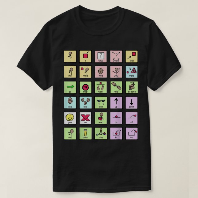 AAC Core Board Speech Pathology Speech Therapist  T-Shirt (Design Front)