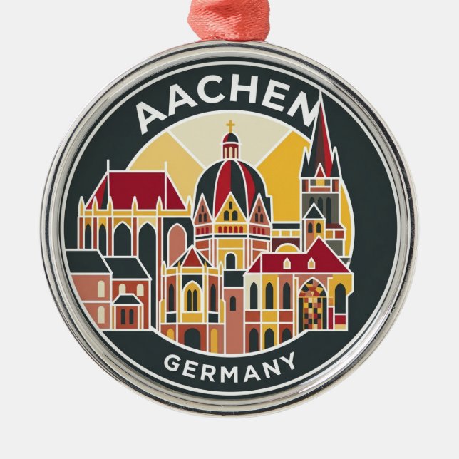 Aachen Cathedral Germany Metal Ornament (Front)