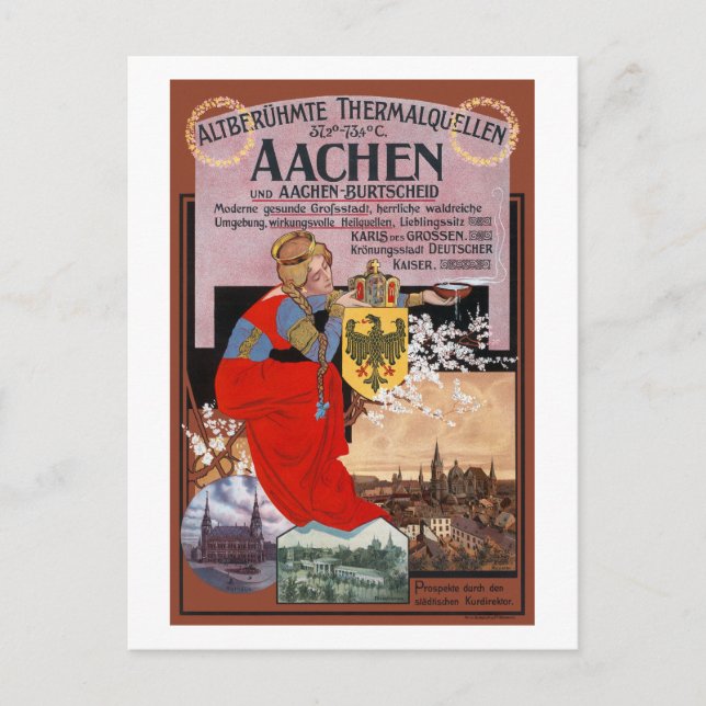 Aachen Vintage Poster Germany 1910 Postcard (Front)