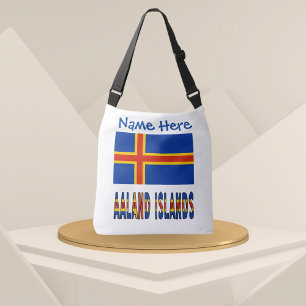 Aaland Islands Ålander Flag Blue Personalization Crossbody Bag
