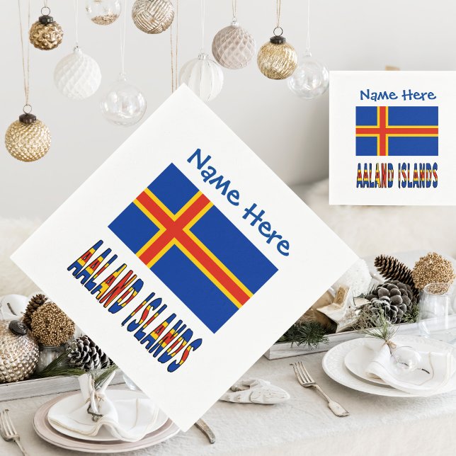 Aaland Islands Ålander Flag Blue Personalization  Napkin (Creator Uploaded)