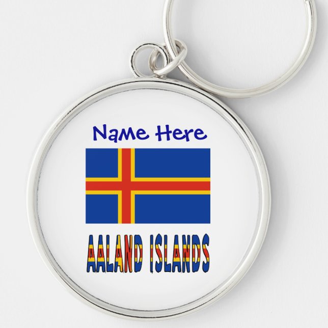 Aaland Islands Ålander Flag Blue Personalized Keychain (Front)