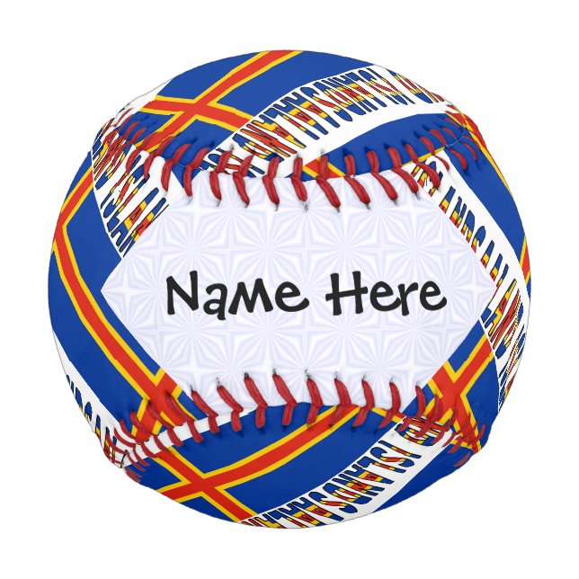 Aaland Islands Ålander Flag Tiled Personalized  Baseball (Front)