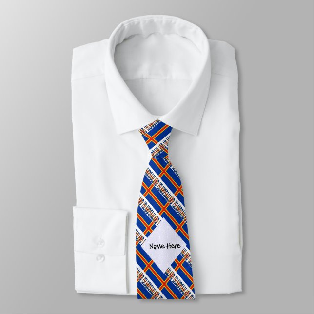Aaland Islands Ålander Flag Tiled Personalized  Tie (Tied)