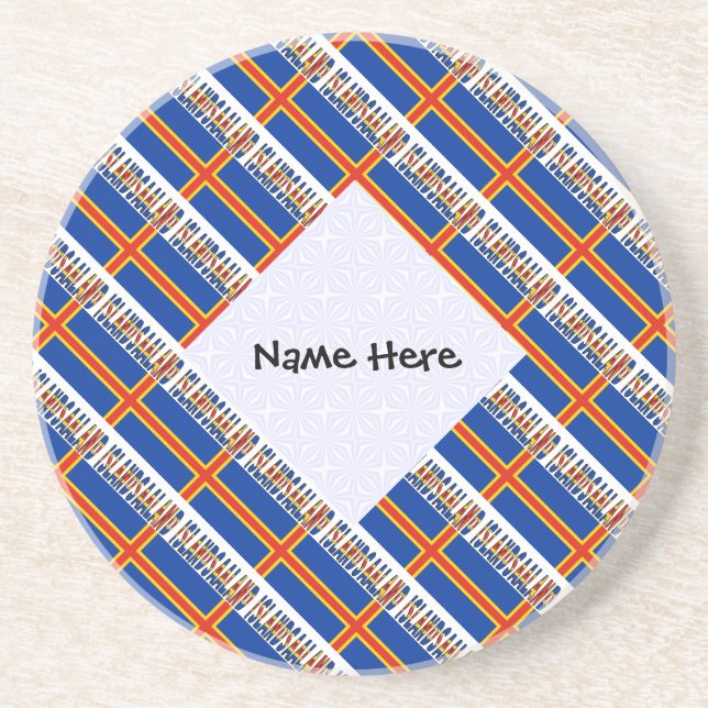 Aaland Islands and Ålander Flag Tiled Personalized Coaster (Front)