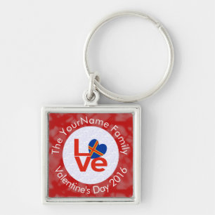 Aaland Islands Red Letters LOVE Flag White on Red Keychain