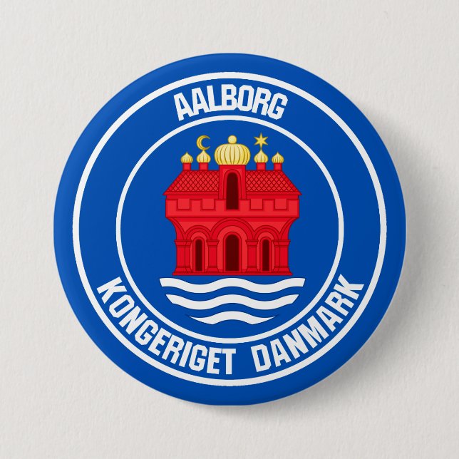 Aalborg Round Emblem 3 Inch Round Button (Front)