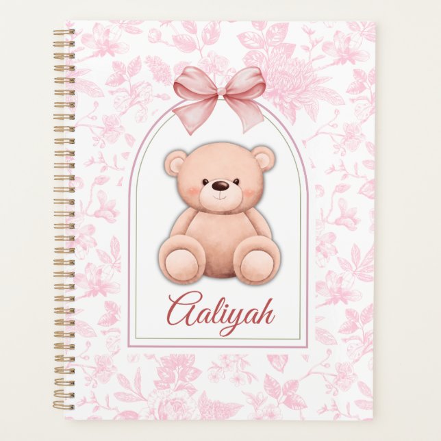 Aaliyah | Custom Pink Teddy Bear Nursery Design  Planner (Front)