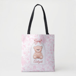 Aaliyah   Custom Pink Teddy Bear Nursery Design  Tote Bag