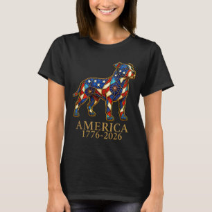 Aamerica 1776-2026 Pit Bull Patriotic Flag Usa T-Shirt