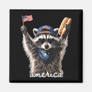 Aamerica Patriotic Raccoon Magnet