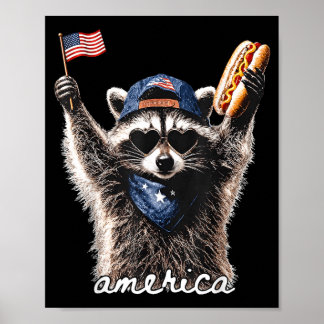 Aamerica Patriotic Raccoon Poster