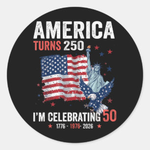 Aamerica Turns 250 Celebrating 50 Patriotic Classic Round Sticker