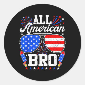 Aamerican Bro 4th Of July Sungles Family Matching Classic Round Sticker