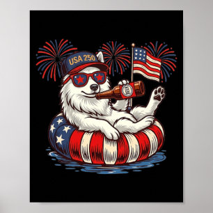 Aamerican Eskimo Dog 250th Aamerica Patriotic Usa Poster