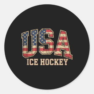 Aamerican Flag Hockey Classic Round Sticker