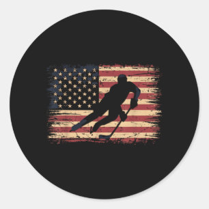 Aamerican Flag Hockey Classic Round Sticker