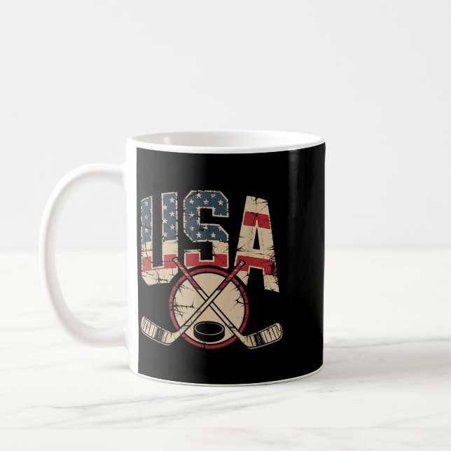 Aamerican Flag Hockey Coffee Mug (Left)
