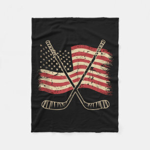 Aamerican Flag Hockey Fleece Blanket