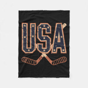 Aamerican Flag Hockey Fleece Blanket