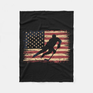 Aamerican Flag Hockey Fleece Blanket
