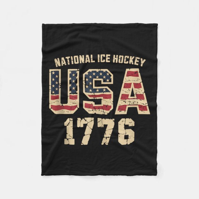 Aamerican Flag Hockey Fleece Blanket (Front)
