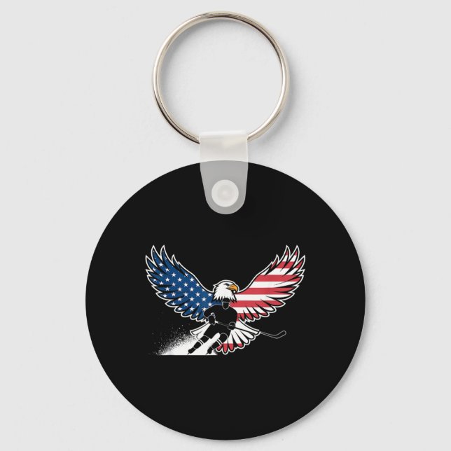 Aamerican Flag Hockey Keychain (Front)