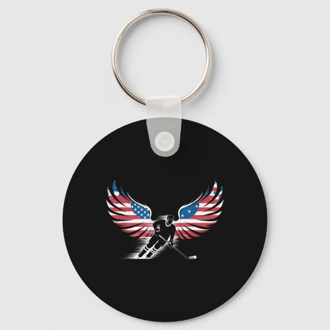 Aamerican Flag Hockey Keychain (Front)