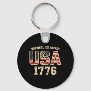 Aamerican Flag Hockey Keychain