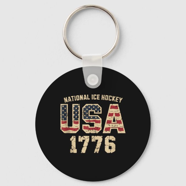 Aamerican Flag Hockey Keychain (Front)