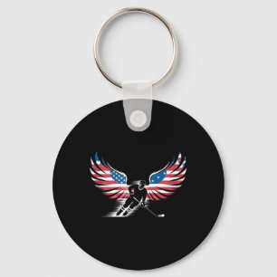 Aamerican Flag Hockey Keychain