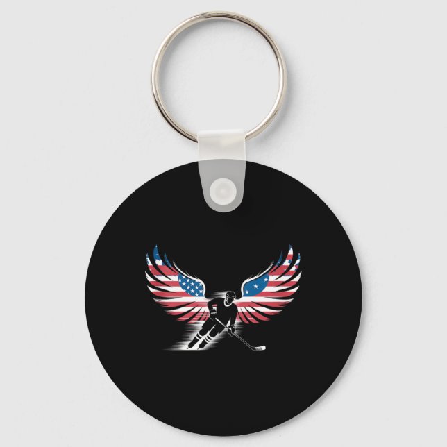 Aamerican Flag Hockey Keychain (Front)