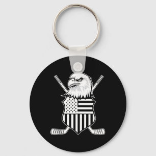 Aamerican Flag Hockey Keychain