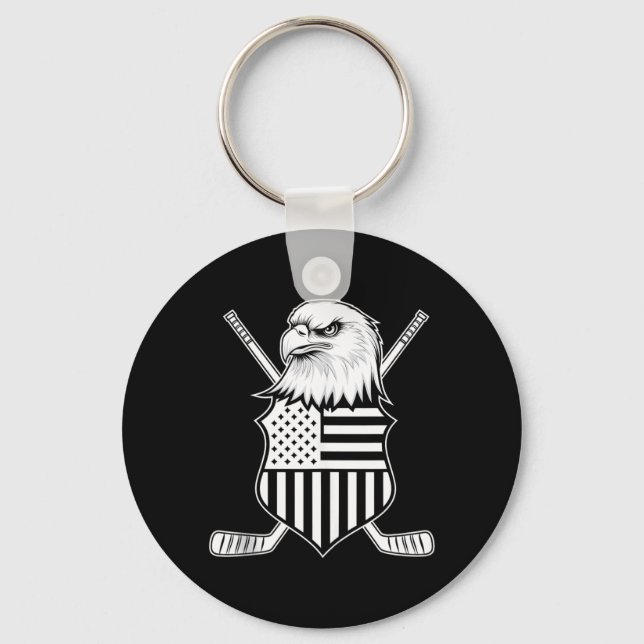Aamerican Flag Hockey Keychain (Front)