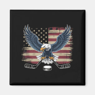 Aamerican Flag Hockey Magnet