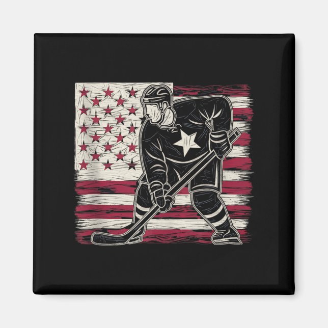 Aamerican Flag Hockey Magnet (Front)