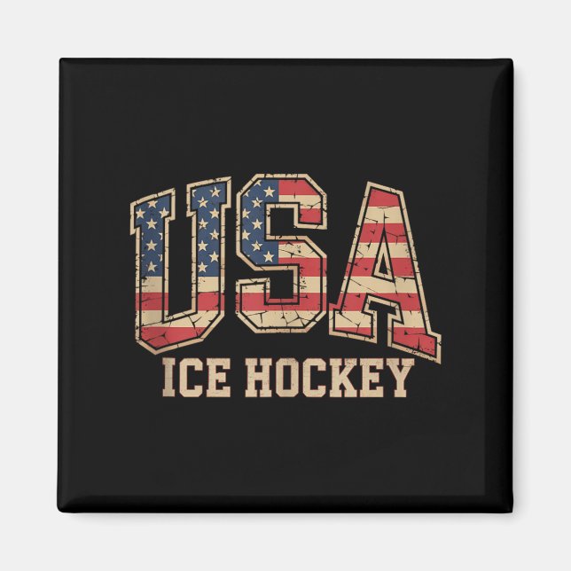 Aamerican Flag Hockey Magnet (Front)