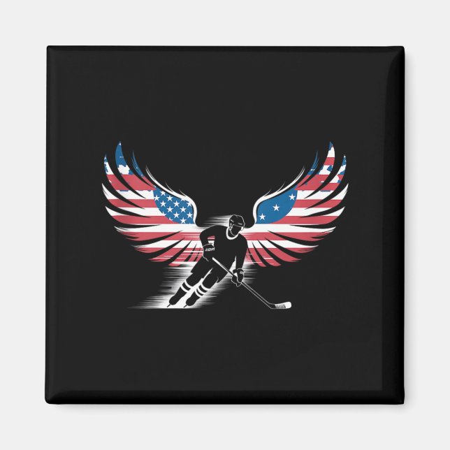 Aamerican Flag Hockey Magnet (Front)