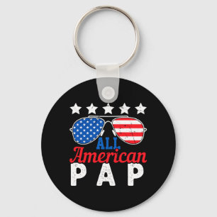 Aamerican Pap Retro 4th Of July Patriotic Grandpa Keychain
