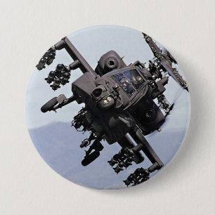 Aapache Attack Helicopter 3 Inch Round Button