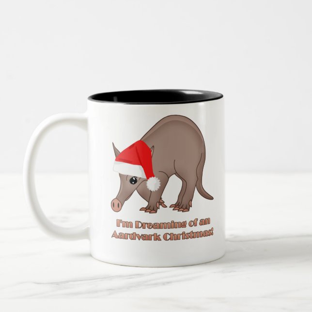 Aardvark Christmas Two-Tone Coffee Mug (Left)